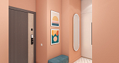 Дизайн коридора розового цвета