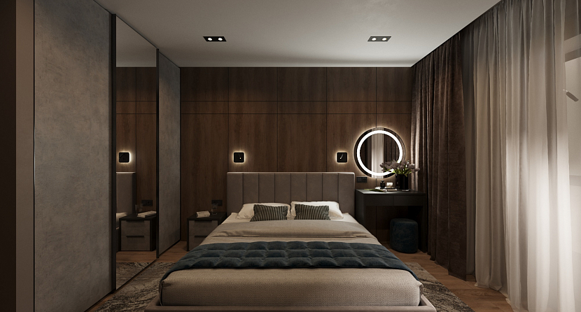 Дизайн спальни с встроенным шкафом