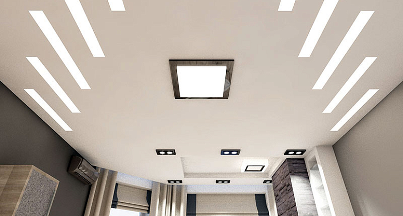 Потолок со светильниками в дизайне