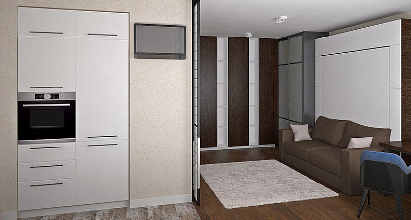 Дизайн комнаты с перегородкой
