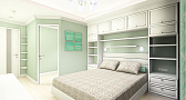 Зелена спальня в светлых тонах