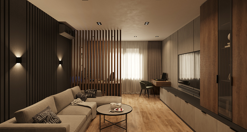 Дизайн интерьера квартиры с перегородкой