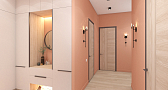 Дизайн коридора в розовых тонах