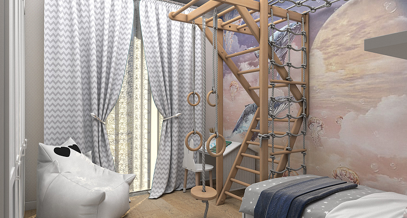 Дизайн комнаты с занавесками