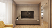 Дизайн комнаты с телевизором и люстрой