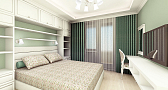 Спальня в зеленых тонах с дизайном